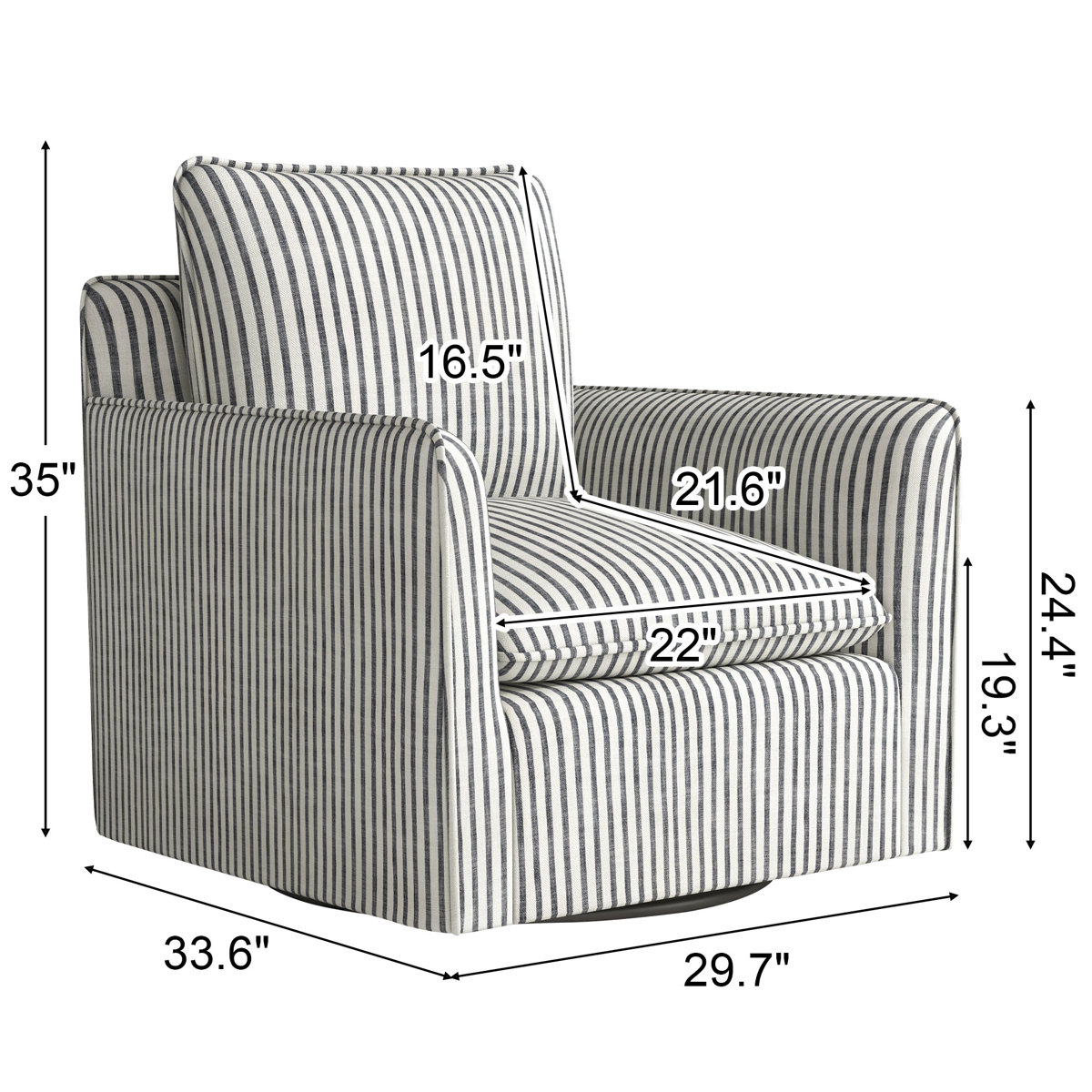 Romines 29.7" W Modern Soft Stripe Upholstered Swivel Barrel Chair with Removable Cushion (Set of 2)